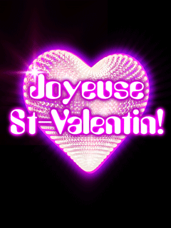 Gif animé joyeuse Saint Valentin coeur blanc et rose